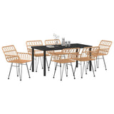 Garden Dining Set 7 pcs Brown Powder-Coated Steel - Side View