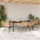 Garden Dining Set 7 pcs Brown Powder-Coated Steel - Top-Down View