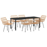 Garden Dining Set 7 pcs Brown Powder-Coated Steel - Front View