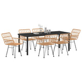 Garden Dining Set 7 pcs Brown Powder-Coated Steel - Side View