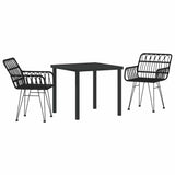 Garden Dining Set 3 pcs Black Powder-Coated Steel