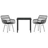 Garden Dining Set 3 pcs Black Powder-Coated Steel