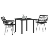 Garden Dining Set 3 pcs Black Powder-Coated Steel