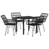 Garden Dining Set 5 pcs Black Powder-Coated Steel