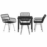 Garden Dining Set 5 pcs Black Powder-Coated Steel - 45-Degree Angle