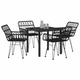 Garden Dining Set 5 pcs Black Powder-Coated Steel - Side View