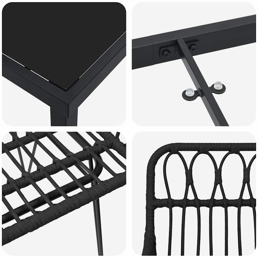 Garden Dining Set 5 pcs Black Powder-Coated Steel