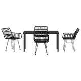 Garden Dining Set 5 pcs Black Powder-Coated Steel - Rear View