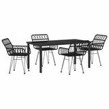 Garden Dining Set 5 pcs Black Powder-Coated Steel - Front View