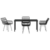 Garden Dining Set 5 pcs Black Powder-Coated Steel - Rear View