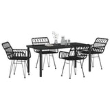 Garden Dining Set 5 pcs Black Powder-Coated Steel - Side View