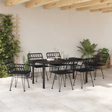 Garden Dining Set 7 pcs Black Powder-Coated Steel - Top-Down View