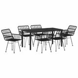 Garden Dining Set 7 pcs Black Powder-Coated Steel - Front View