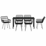 Garden Dining Set 7 pcs Black Powder-Coated Steel - Close-Up Angle