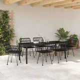 Garden Dining Set 7 pcs Black Powder-Coated Steel - Top-Down View