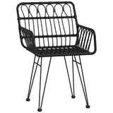 Garden Dining Set 7 pcs Black Powder-Coated Steel - Rear View