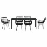 Garden Dining Set 7 pcs Black Powder-Coated Steel - Close-Up Angle