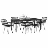 Garden Dining Set 7 pcs Black Powder-Coated Steel - Side View