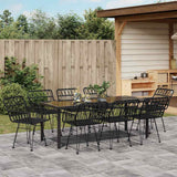 Garden Dining Set 9 pcs Black Powder-Coated Steel - Top-Down View