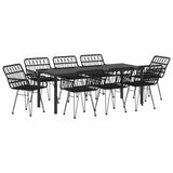 Garden Dining Set 9 pcs Black Powder-Coated Steel - Front View