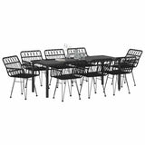 Garden Dining Set 9 pcs Black Powder-Coated Steel - Side View