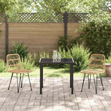 Garden Dining Set 3 pcs Brown Powder-Coated Steel - Top-Down View