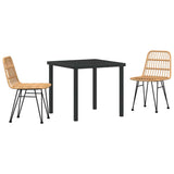 Garden Dining Set 3 pcs Brown Powder-Coated Steel - Front View