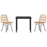 Garden Dining Set 3 pcs Brown Powder-Coated Steel - Close-Up Angle