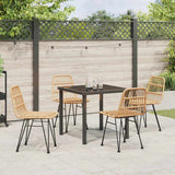Garden Dining Set 5 pcs Brown Powder-Coated Steel - Top-Down View