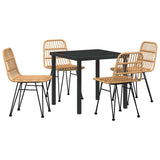 Garden Dining Set 5 pcs Brown Powder-Coated Steel - Front View