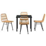 Garden Dining Set 5 pcs Brown Powder-Coated Steel - Close-Up Angle