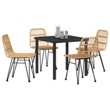 Garden Dining Set 5 pcs Brown Powder-Coated Steel - Side View