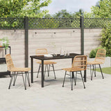 Garden Dining Set 5 pcs Brown Powder-Coated Steel - Top-Down View