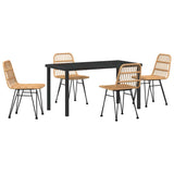 Garden Dining Set 5 pcs Brown Powder-Coated Steel