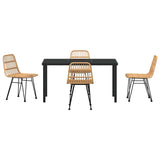 Garden Dining Set 5 pcs Brown Powder-Coated Steel