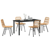 Garden Dining Set 5 pcs Brown Powder-Coated Steel - Side View