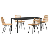 Garden Dining Set 5 pcs Brown Powder-Coated Steel - Front View
