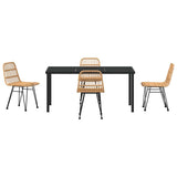 Garden Dining Set 5 pcs Brown Powder-Coated Steel - Close-Up Angle