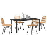 Garden Dining Set 5 pcs Brown Powder-Coated Steel - Side View