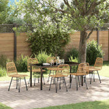 Garden Dining Set 7 pcs Brown Powder-Coated Steel
