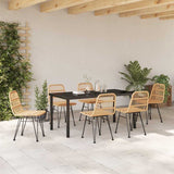 Garden Dining Set 7 pcs Brown Powder-Coated Steel - Top-Down View