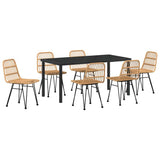 Garden Dining Set 7 pcs Brown Powder-Coated Steel - Front View