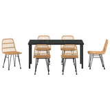 Garden Dining Set 7 pcs Brown Powder-Coated Steel - Close-Up Angle