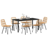 Garden Dining Set 7 pcs Brown Powder-Coated Steel