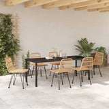 Garden Dining Set 7 pcs Brown Powder-Coated Steel - Top-Down View