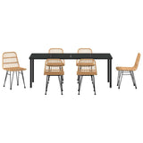 Garden Dining Set 7 pcs Brown Powder-Coated Steel - Close-Up Angle