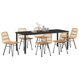 Garden Dining Set 7 pcs Brown Powder-Coated Steel - Side View