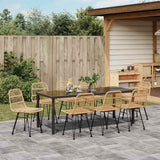 Garden Dining Set 9 pcs Brown Powder-Coated Steel - Top-Down View