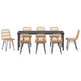 Garden Dining Set 9 pcs Brown Powder-Coated Steel - Close-Up Angle
