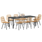 Garden Dining Set 9 pcs Brown Powder-Coated Steel - Side View